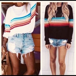 🚨 SOLD OUT 🚨WHITE - Rainbow Striped Sweater